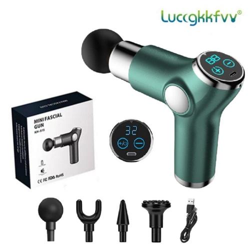 Vert Avec Carton - Mini Pistolet De Massage Électrique Lcd, 32 Vitesses, Masseur Musculaire Pour Le Cou, Thérapie De La Douleur, Pour Le Corps, Relaxation, Soulagement De La Douleur