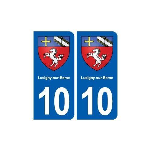 10 Lusigny-Sur-Barse Blason Ville Autocollant Plaque Stickers - Arrondis