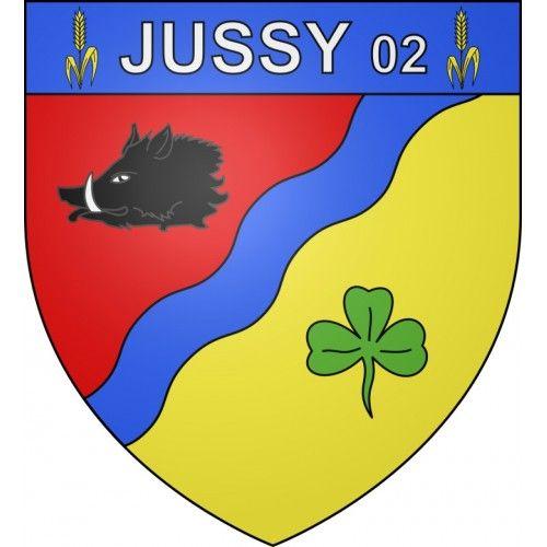 Jussy 02 Ville Sticker Blason Écusson Autocollant Adhésif - 17 Cm