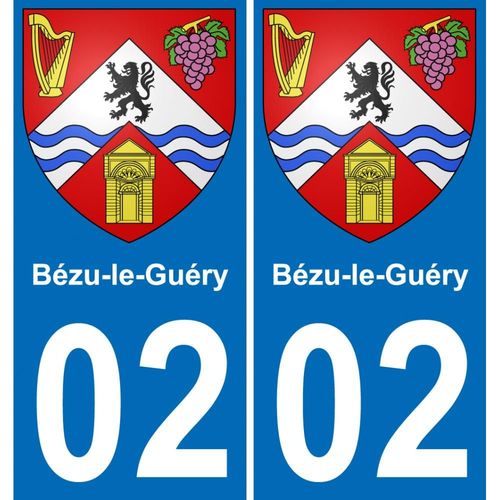 02 Bézu-Le-Guéry Autocollant Sticker Plaque Immatriculation Auto Ville - Droits