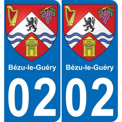 02 Bézu-Le-Guéry Autocollant Sticker Plaque Immatriculation Auto Ville - Arrondis