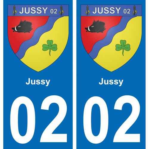 02 Jussy Autocollant Sticker Plaque Immatriculation Auto Ville - Droits