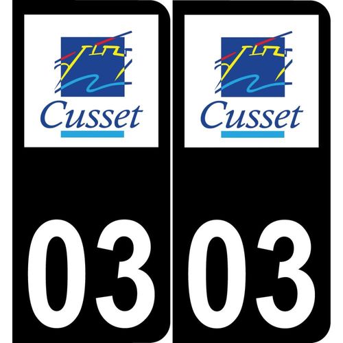 03 Cusset Logo Autocollant Plaque Immatriculation Auto Ville Sticker - Arrondis