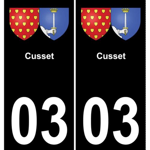 03 Cusset Autocollant Sticker Plaque Immatriculation Auto Ville - Droits