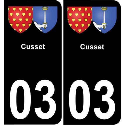 03 Cusset Autocollant Sticker Plaque Immatriculation Auto Ville - Arrondis