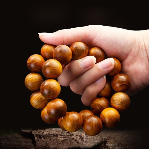 Bracelet De Prière En Bois De Cyprès Naturel, Perles De Prière, À Rayures D'arbre, Chapelet En Bois, Collection Bouddhiste Pour Homme, Bijoux Cadeau