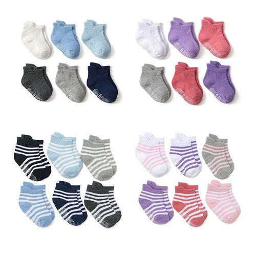 6 Paires De Chaussettes De Bateau En Coton Peigné Pour Bébé, Antidérapantes Et Respirantes Pour Enfant, Collection Printemps Et Été