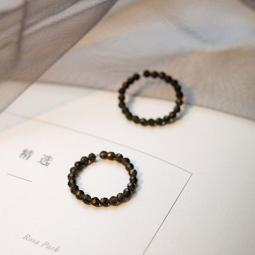 Bague Fine En Obsidienne Noire, 3mm, Pierre Semi-Précieuse, Perles, Gemmes, Figure Boho, Fête D'anniversaire Pour Femmes, Bijoux Cadeau