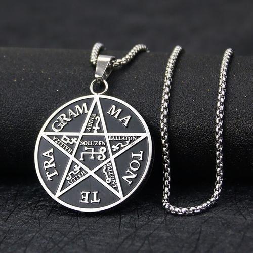 Collier Pentagramme En Acier Inoxydable Pour Homme, Pendentif En Forme D'étoile De David, Talisman, Salomon, 6 Étoiles Pointues, 12 Constellations, Amulette, Bijoux