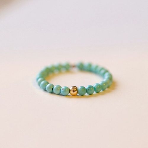 Bague En Perles De Kallaite De 2mm Pour Femme, Bijou Bleu Turquoise, Or Fin Et Fin Pour Les Doigts, Cadeau D'anniversaire