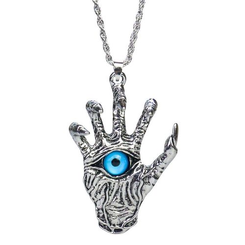 Collier Squelette En Acier Inoxydable, Pendentif ¿Il Maléfique Bleu, Dragon ¿Il Monstre, Griffes De Magicien, Démon Magique, Chaîne, Bijoux Pour Hommes