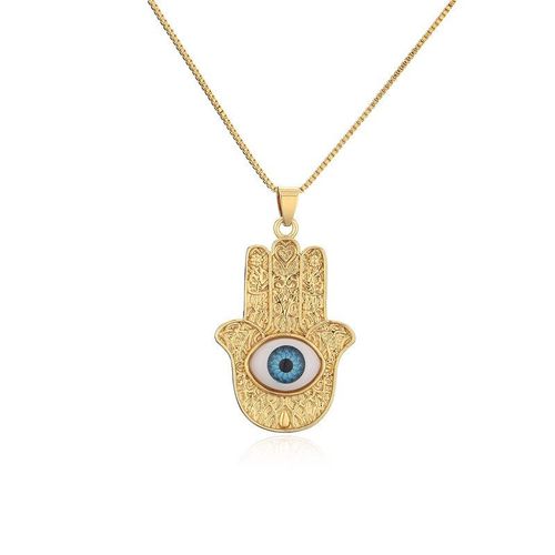 Collier Élégant En Cuivre Plaqué Or 18 Carats, Pendentif ¿Il Maléfique Bleu, Amulette Ethnique Pour Femme Et Fille, Bijoux Cadeau Islamique