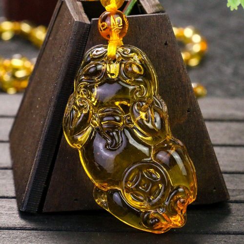Collier En Topaze Naturelle Pi Xiu Hikyuu, Pendentif En Cristal Jaune, Fortune, Courage, Animal, Dieu, Chaîne De Pull, Cadeau D'anniversaire, Bijoux