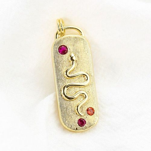 Pendentif En Cuivre Et Zircon Pour Femme, Breloques En Forme De Cobra Rectangulaire, En Or, Collier De Serpent, Boucles D'oreilles, Amulette, Accessoire De Bijoux Égyptien