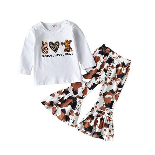 V?tements D'?t? Pour B?b?s Filles, Ensemble Haut ? Manches Courtes Et Pantalon ?vas?, Motif B?tail, Amour Vache, 2022