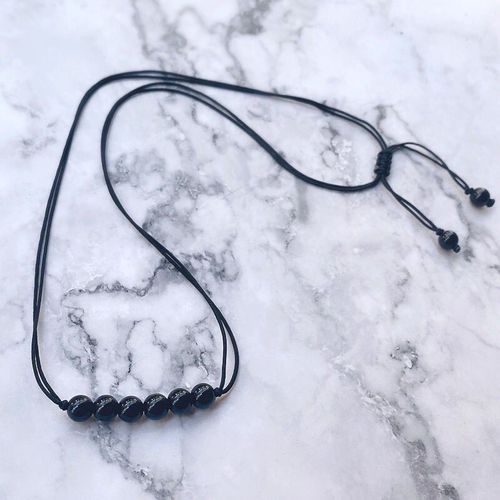 Collier De Perles En Obsidienne Noire, Gothique Ins, Pierre D'énergie, Clavicule, Chaîne Courte, Fraise, Quartz, Bijoux De Fête Pour Femmes, Cool