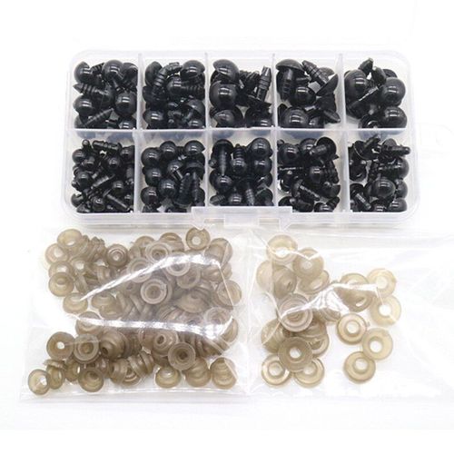 Accessoires De Sécurité Pour Jouets, 1 Boîte, Bricolage De Sécurité En Plastique Noir, Accessoires De Poupée Pour Jouets 6mm 8mm 9mm 10mm 12mm