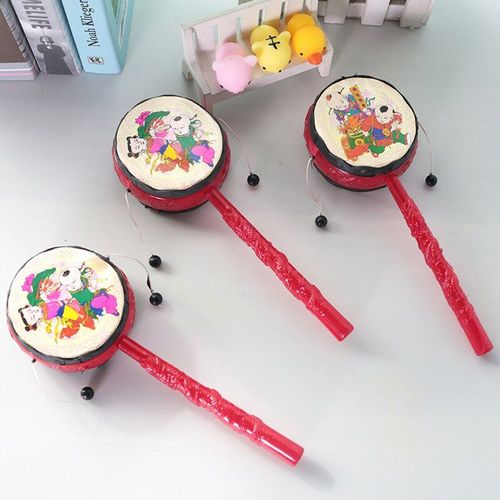 Cloche À Main En Plastique Pour Bébé, Jouet De Dessin Animé, Instrument De Musique De Petite Enfance, Hochet Traditionnel Chinois, Tambour, Jouets Amusants