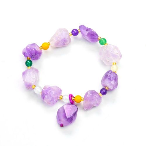 Bracelet En Améthyste Naturelle, Cristal Violet, Perles Irrégulières De Gravier Brut, Bijoux Orgone, Cadeau D'anniversaire Pour Femme