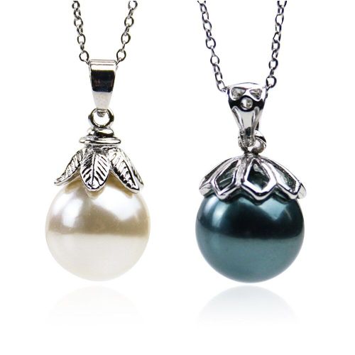 Collier De Luxe En Poudre De Coquille Noire Naturelle, Pendentif En Boule De Nacre, Serpillière, Boule De Nacre, Bijoux Cadeau Pour Femme