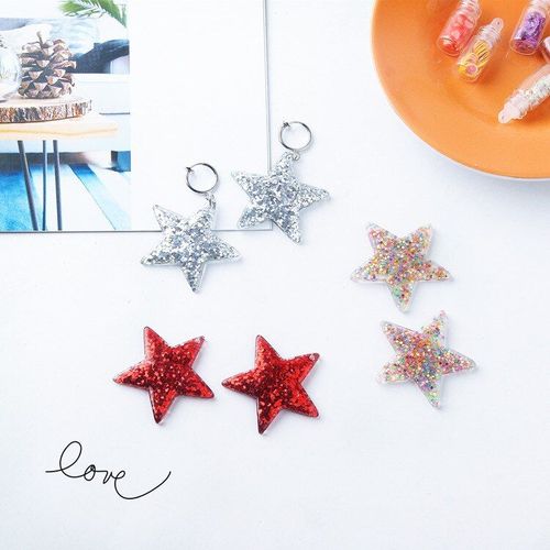 Accessoires De Bijoux Faits À La Main En Résine Coréenne, 6 Pièces, Boucles D'oreilles À Paillettes En Étoile, Composants Pendentif Collier, Matériau 37mm
