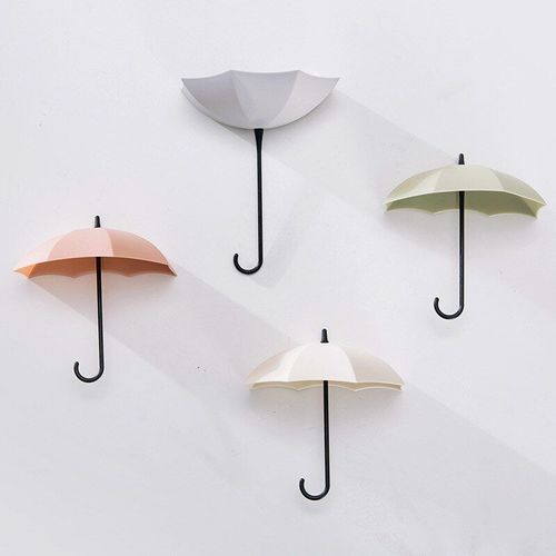 Crochet Créatif En Forme De Parapluie, 3 Pièces, Porte-Clé Auto-Adhésif Coloré De Style Nordique, Accessoires De Décoration Murale Pour La Maison Et La Chambre À Coucher