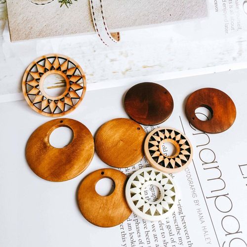 Boucles D'oreilles Rondes En Bois, Couleur Bronze Blanc, Pendentif, Accessoires, Composants De Collier, Breloques, Bijoux, Matériel De Bricolage, 10 Pièces