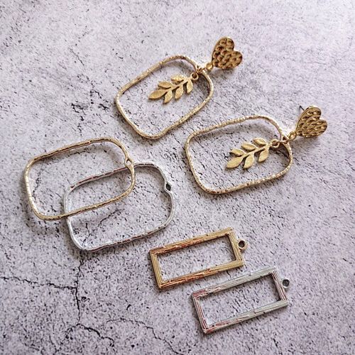 Boucles D'oreilles Rectangulaires Géométriques, Plaqué Or Blanc K, Pendentif, Bricolage, Accessoires De Bijoux, 6 Pièces
