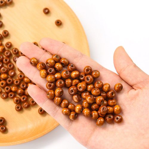 Perles Rondes En Bois Naturel Pour Hommes Et Femmes, 200 Pièces De 7mm, En Vrac, Marron, Noir Bricolage La Fabrication De Bijoux, Accessoires De Bracelet