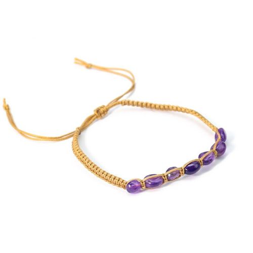 Bracelet En Pierre Naturelle Améthyste Pour Femme, Perles Minérales, Cristal Porte-Bonheur, Quartz, Tricot, Fête De Guérison, Cadeau D'anniversaire, Bijoux