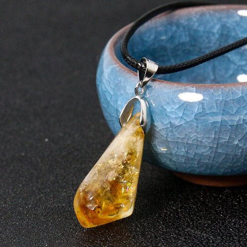 Pendentif En Cristal De Citrine Et Quartz Poli Pour Femme, Breloques Porte-Bonheur En Topaze, Collier Et Boucle D'oreille Uniques, Amulette, Bijou De Richesse