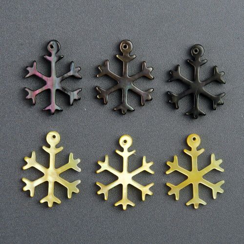 Pendentif Flocon De Neige En Coquille Véritable, Jaune, Noir, Perle De Neige, Serpillière, Collier, Boucles D'oreilles, Accessoires Bijoux Pour Femmes