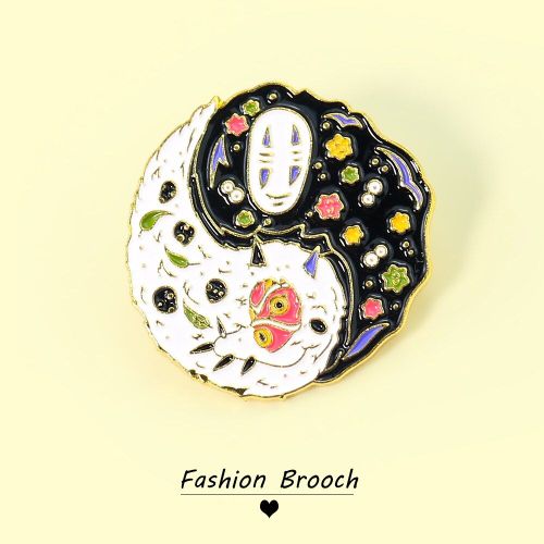 Broche En Métal Yin-Yang Sans Visage Pour Homme, Blanc, Noir, Taiji, Badge, Sac À Dos, Ornement, Unisexe, Bijoux