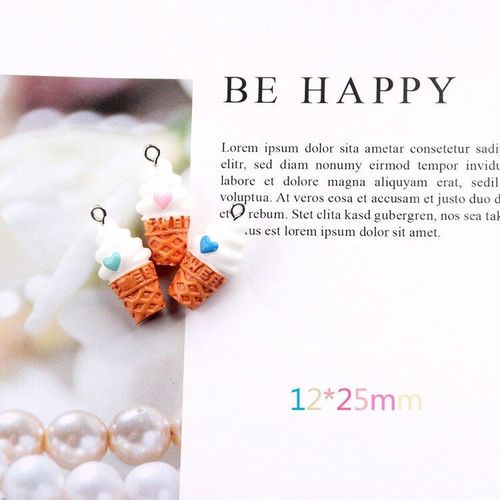 Pendentif En Résine Plastique Crème Glacée, Breloques En Forme De Dessin Animé, Pour Boucles D'oreilles, Collier, Diy, Fait À La Main, 4 Pièces
