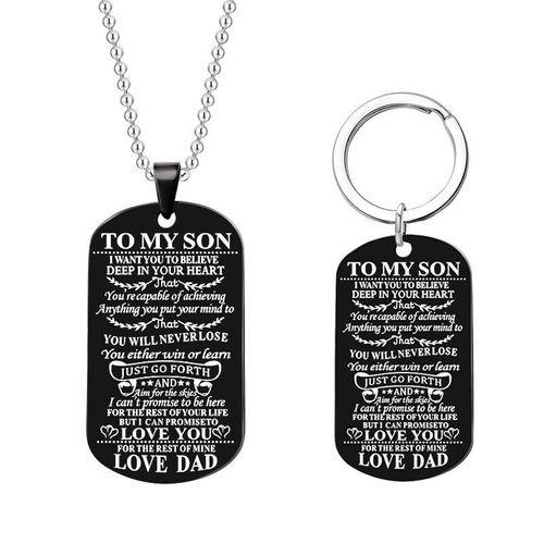 Collier Porte-Clé En Acier Inoxydable 316, Étiquette De Remise De Diplôme, Garçon, Papa, Maman, Meilleurs V¿Ux À Mon Fils, Lettre, Carte Militaire, Anneau, Bijoux, Cadeau