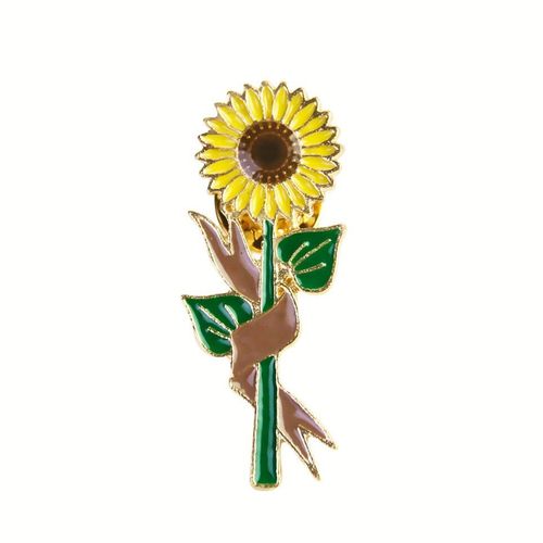 Broche Tournesol Jaune, Fleur, Feuilles Vertes, Épingles Pour Femmes, Revers, Corsage, Vêtements, Accessoire, Amoureux Des Plantes, Bijoux, Cadeau