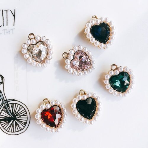 Lot De 4 Pendentifs En Perles De Cristal, Rouge Clair, Noir, Strass, Pendentif, Accessoires De Bijoux