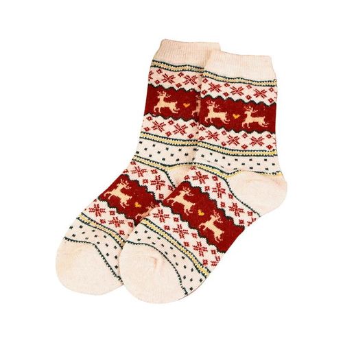 1 Paire De Chaussettes Chaudes En Laine Pour Femmes, 1 Paire, Chaussettes De Noël, Mi-Mollet, Flocon De Neige, Cerf, Confortables, Cadeau Pour Filles, Mignonnes