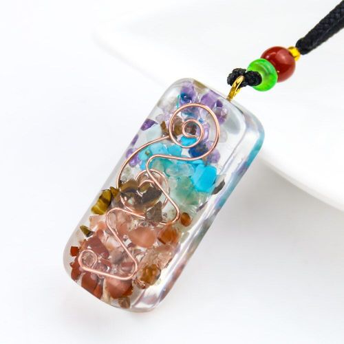 Collier Cristal Naturel 7 Chakra, Quartz, Spirale, Fil De Cuivre, Pendentif En Résine, Guérison, Yoga, Méditation, Bijoux De Guérison