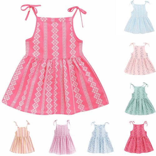 Robes D'été Pour Petites Filles, Sans Manches, Imprimé De Fleurs, Vêtements Princesse Pour Enfants, Tenue De Bal, De Concours