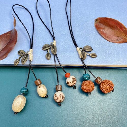 Budhi De Porte-Clés En Bois Camée Lotus Fleur Sac À Main Charme Sac À Dos Voiture Téléphone Ornement Suspendu Pendentif Femme Bouddhisme Bijoux