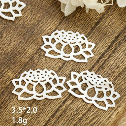 Breloques En Forme De Fleur De Lotus, Coquille Naturelle, Pendentif Bouddhiste En Nacre, Dos Plat, Serpillière, Boucle D'oreille Amulette, Accessoire De Bijoux Pour Femmes