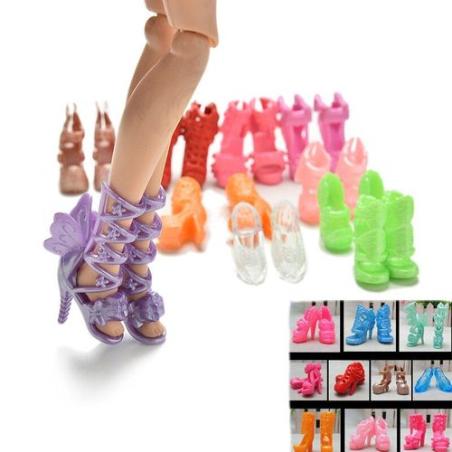 Sandales À Talons Hauts Pour Barbie, 20 Pièces/Lot, Style Fixe, Chaussures De Poupée, N¿Ud De Bandage, Couleur Aléatoire