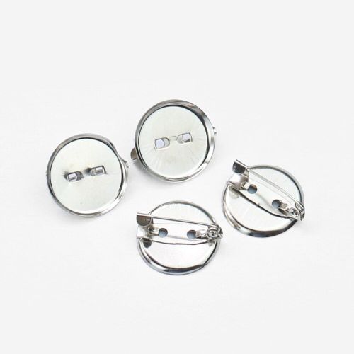 Broche Ronde En Argent De 20mm, 50 Pièces, Base, Cabochon, Blanc, Dos, Bricolage, Artisanat, Femme, Homme, Fabrication De Bijoux, Nom, Accessoires