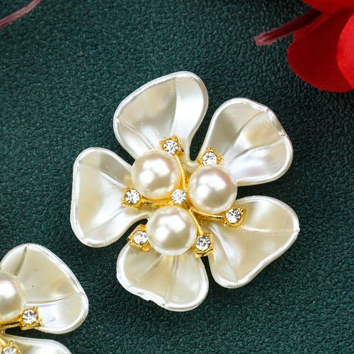 Imitation Coquille En Alliage Acrylique, Perles Blanches, Fleurs Pour Boucle D'oreille, Broche De Vêtements, Accessoires Pour Anneau De Cheveux, Bricolage, Fabrication De Bijoux Pour Femmes, 1 Pièce