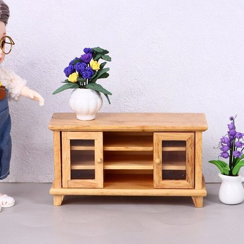 1:12 Maison De Poupée Mini Meuble Tv Placard Double Porte Casier Placard Meubles Jouet