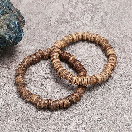 Bracelet En Perles De Coquille De Noix De Coco Naturelle, Fait À La Main, En Bois, Écologique, Bouddhiste, Été, Plage, Voyage, Bijoux Cadeau Pour Homme