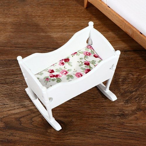 Maison De Poupée Miniature En Bois, Échelle 1:12, Carton Blanc, Lit De Bébé, Jouets De Cheminée Pour Enfants