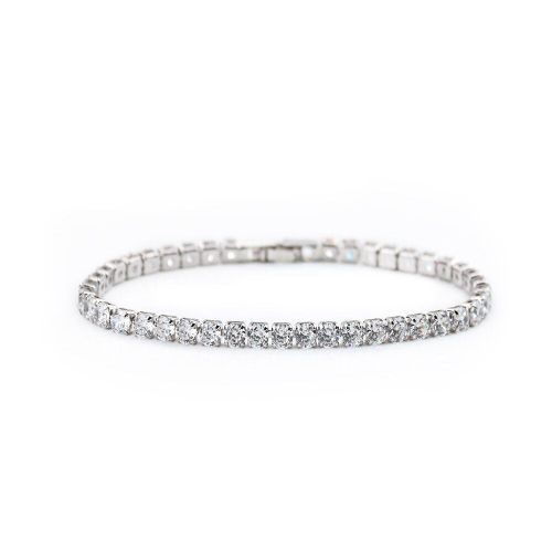 Bracelet En Cristal Blanc À Griffes Simples, Chaîne En Zircon Cubique, Strass, Pour Femme Et Fille, Bijoux Cadeau D'anniversaire, 1 Rangée