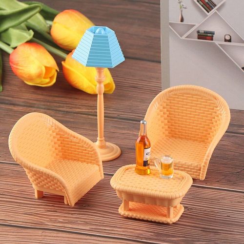 Maison De Poupée Miniature, Meubles De Salon, Chaises, Lampe, Table De Thé, Nouvel Arrivage, 6 Pièces/Ensemble 1:12